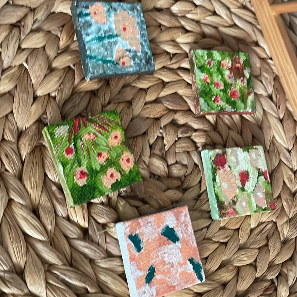 Floral Oil Canvas Painting Bundle 4x4 inches (Unframed)